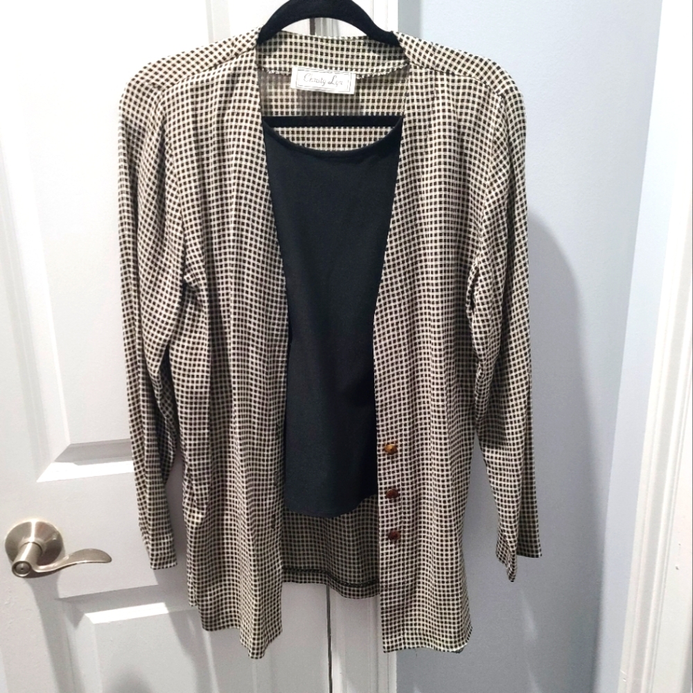 Vintage Christy Lyn Bitton Down Plaid One Piece Shirt And Tank